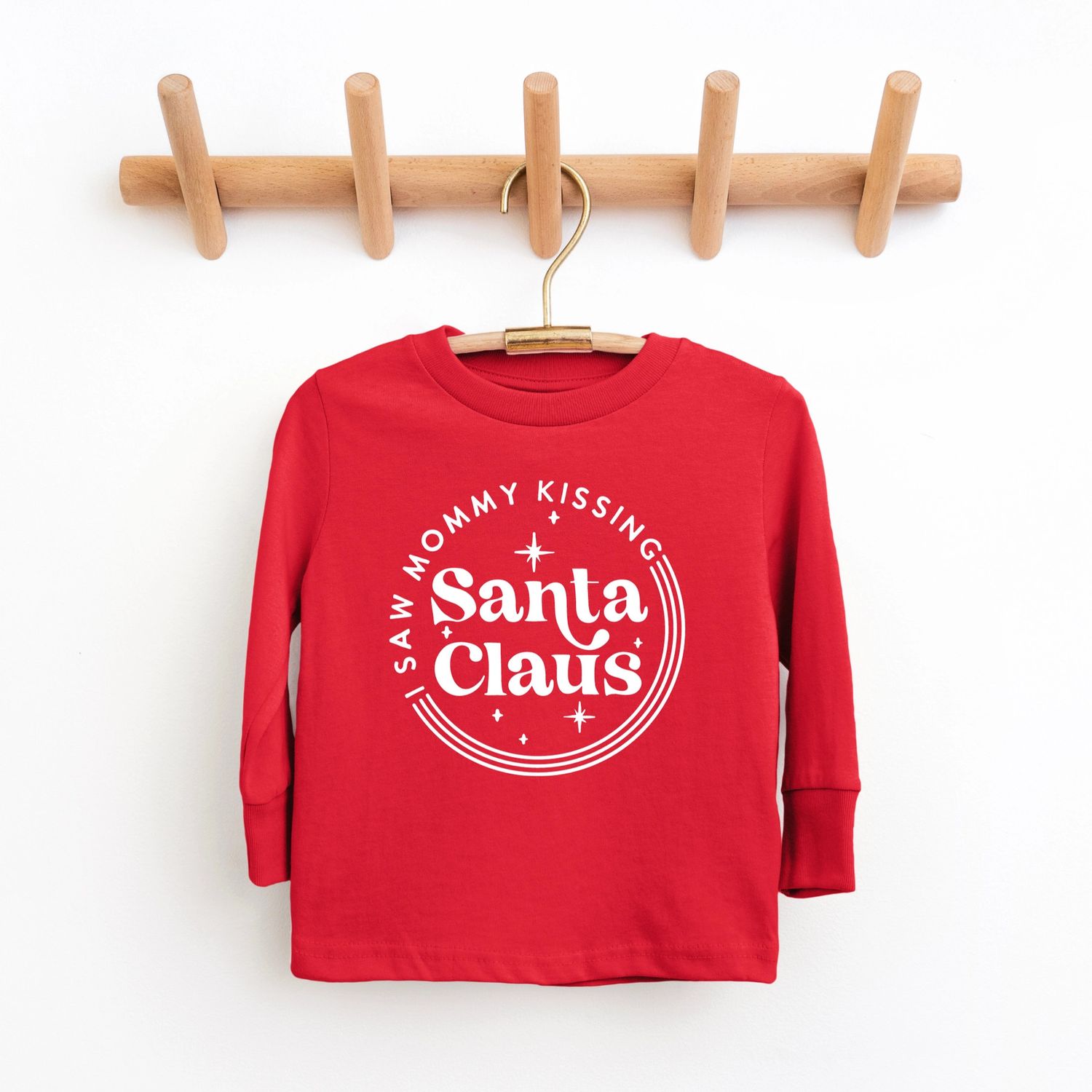 Mommy Kissing Santa LS Tee Red, Size: 2T