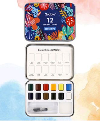 Watercolor Pocket Set of 12 w/Brushes - Essential