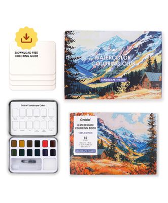 Watercolor Coloring Club Box - Landscape