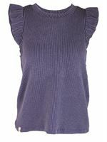  Ruffle Knit Tee, Color: Navy, Size: SM