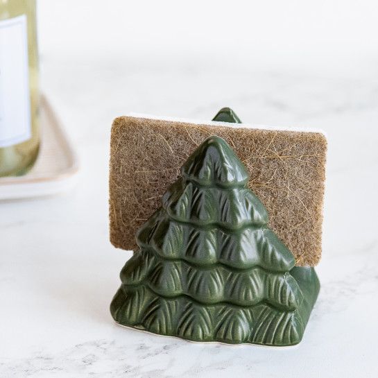 Green Christmas Tree Sponge Holder