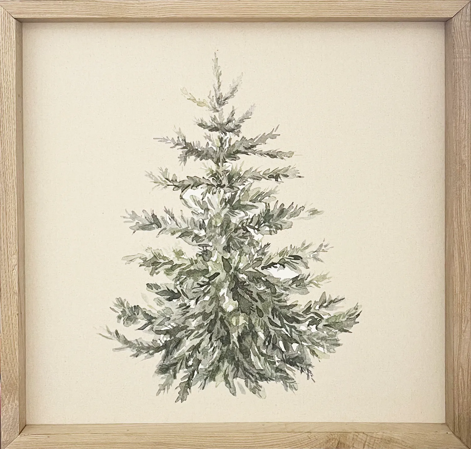 Oak Frame Textured Christmas Tree Wall Art 24x24