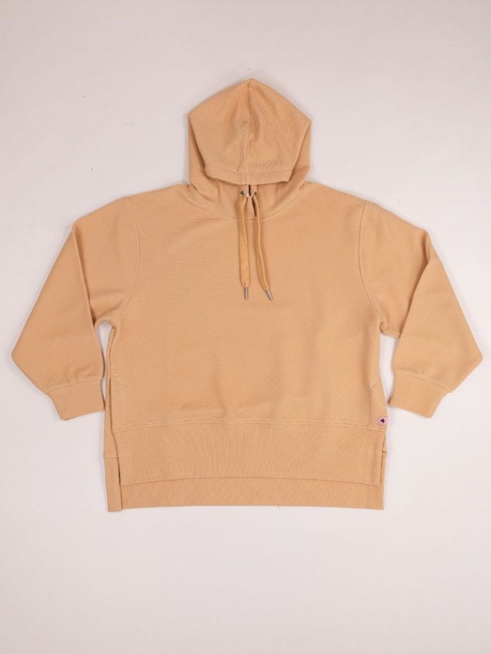  Ribbed Hoodie, Color: Latte, Size: XS