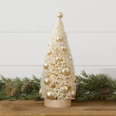 Clearance Champagne Bottle Brush Tree w/ Gold Ornaments