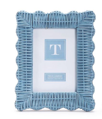 Blue Wicker Woven Fram 5 x 7