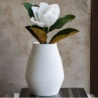 White Dot Pattern Vase 10.25”