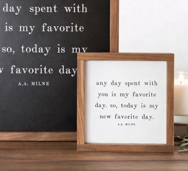 Any Day Spent with You 9x9 Wooden Sign White / Dark Walnut