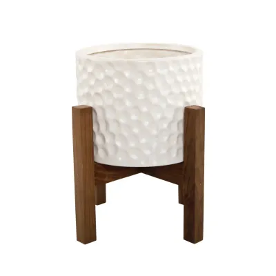 Behive Ceramic 5.5” Planter on Wood Stand