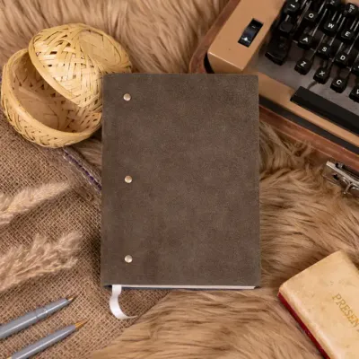 Soft Cover Suede Leather Diary Journal Grey