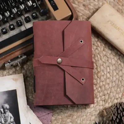 Leather Journal Diary with Lined Pages Red
