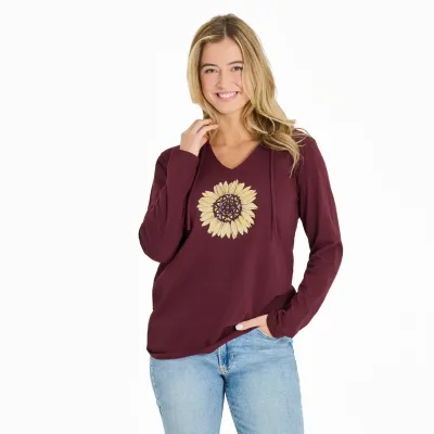 Life is Good Women’s Detailed Sunflower Long Sleeve