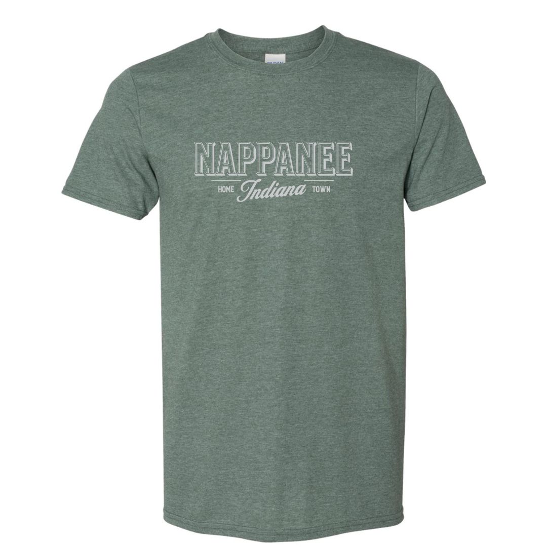 Nappanee Indiana Home Town Tee, Color: Heather Forest Green, Size: SM