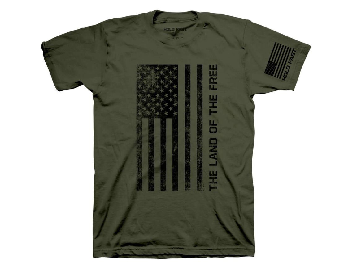 Men’s Freedom Flag Hold Fast Tee, Color: City Green, Size: SM