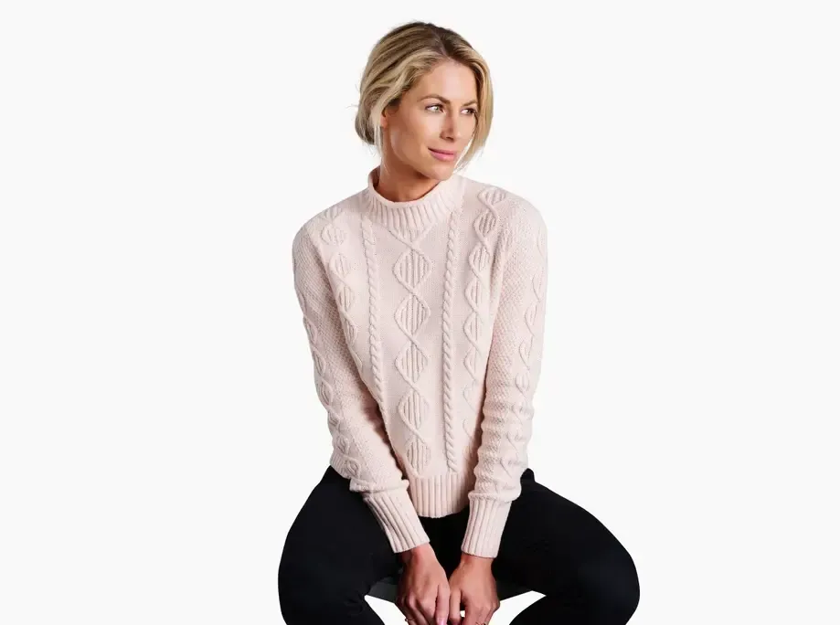 KUHL Helena Cable Sweater, Size: M, Color: Rose Quartz