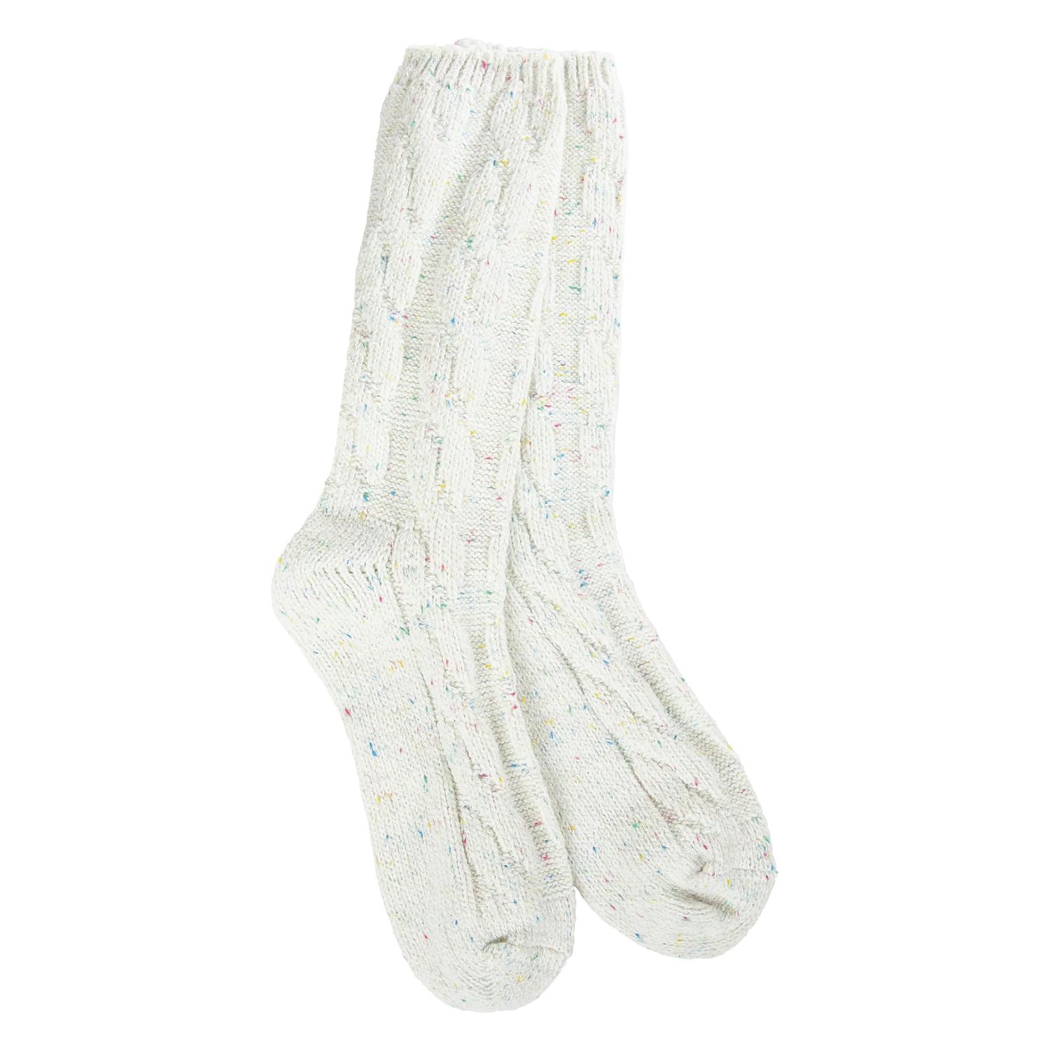 Ragg Cable Crew Socks, Color: Vanilla Confetti