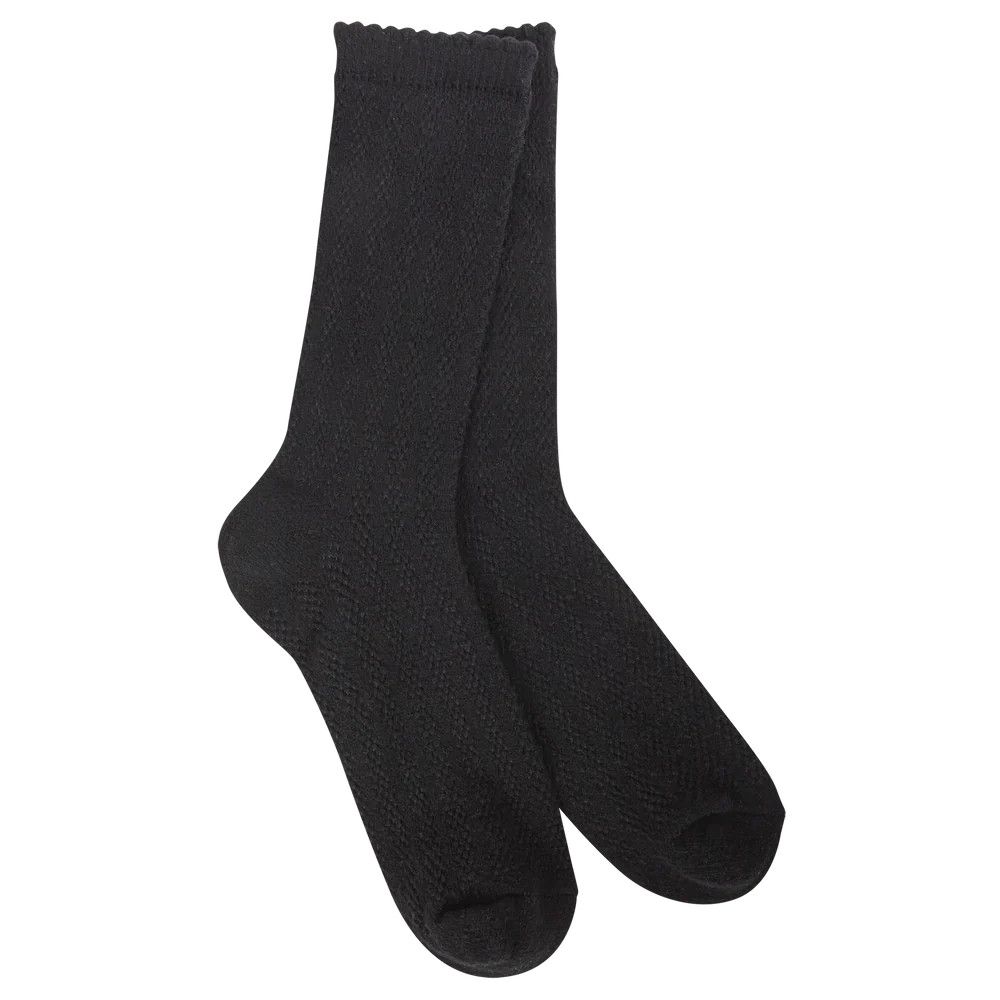 Pointelle Crew Socks, Color: Black