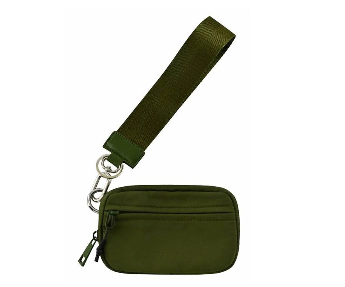 Nylon Zip Wallet with ID Window, Color: Olive