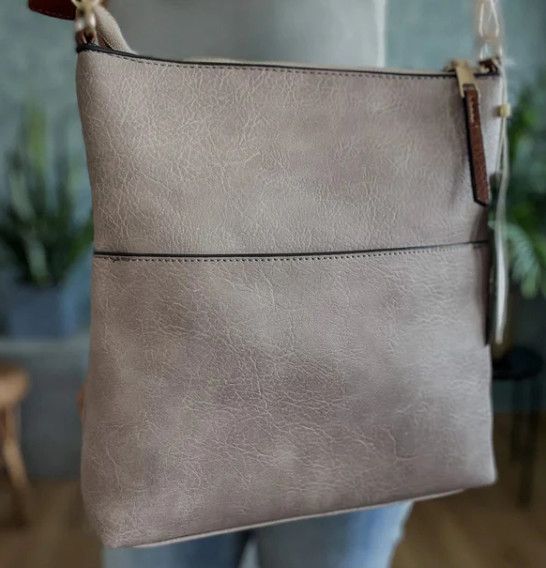Elina Zipper Front Crossbody, Color: Grey