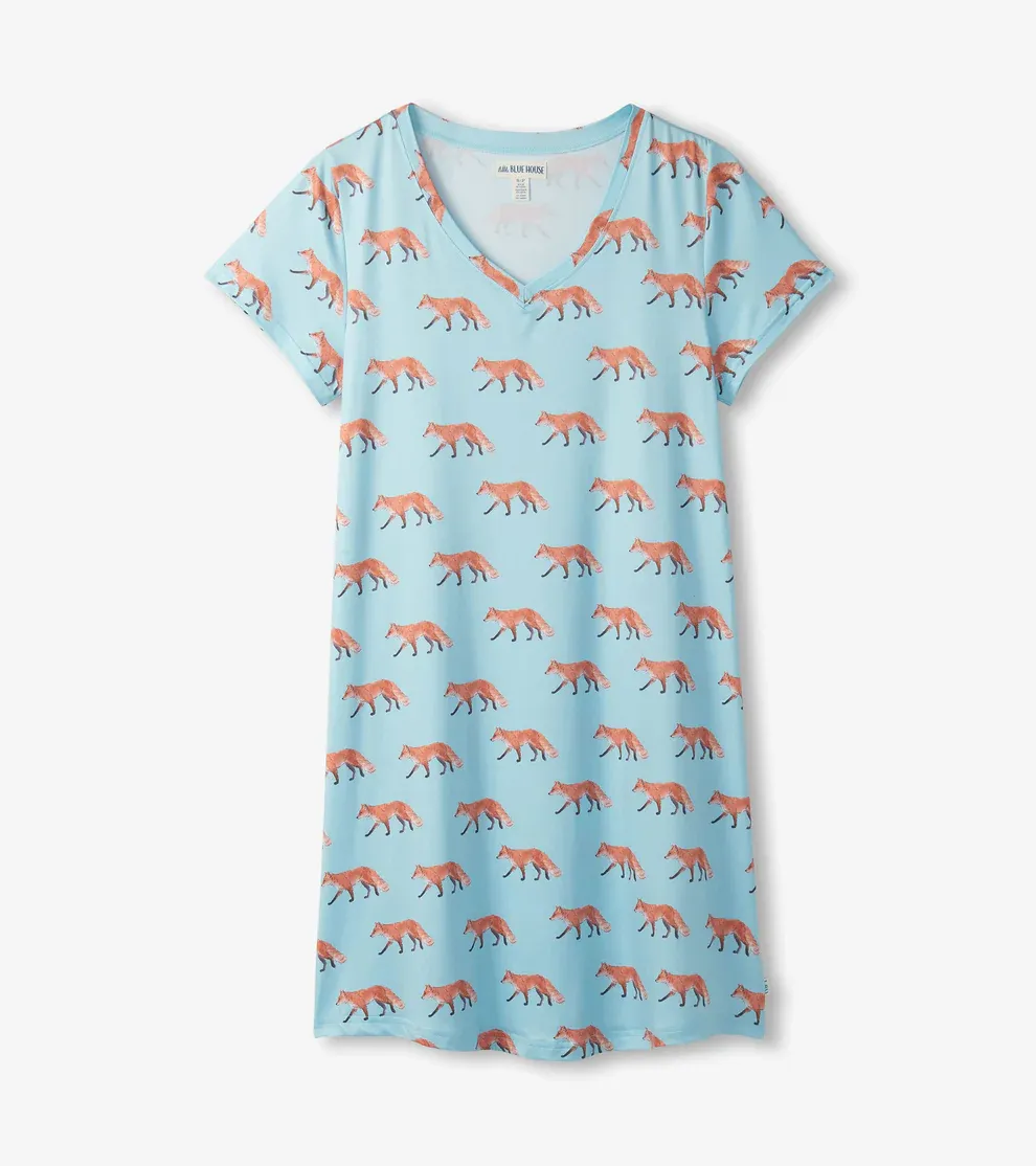 Nightdress in a Bag, Size: XS, Color: Watercolor Foxes
