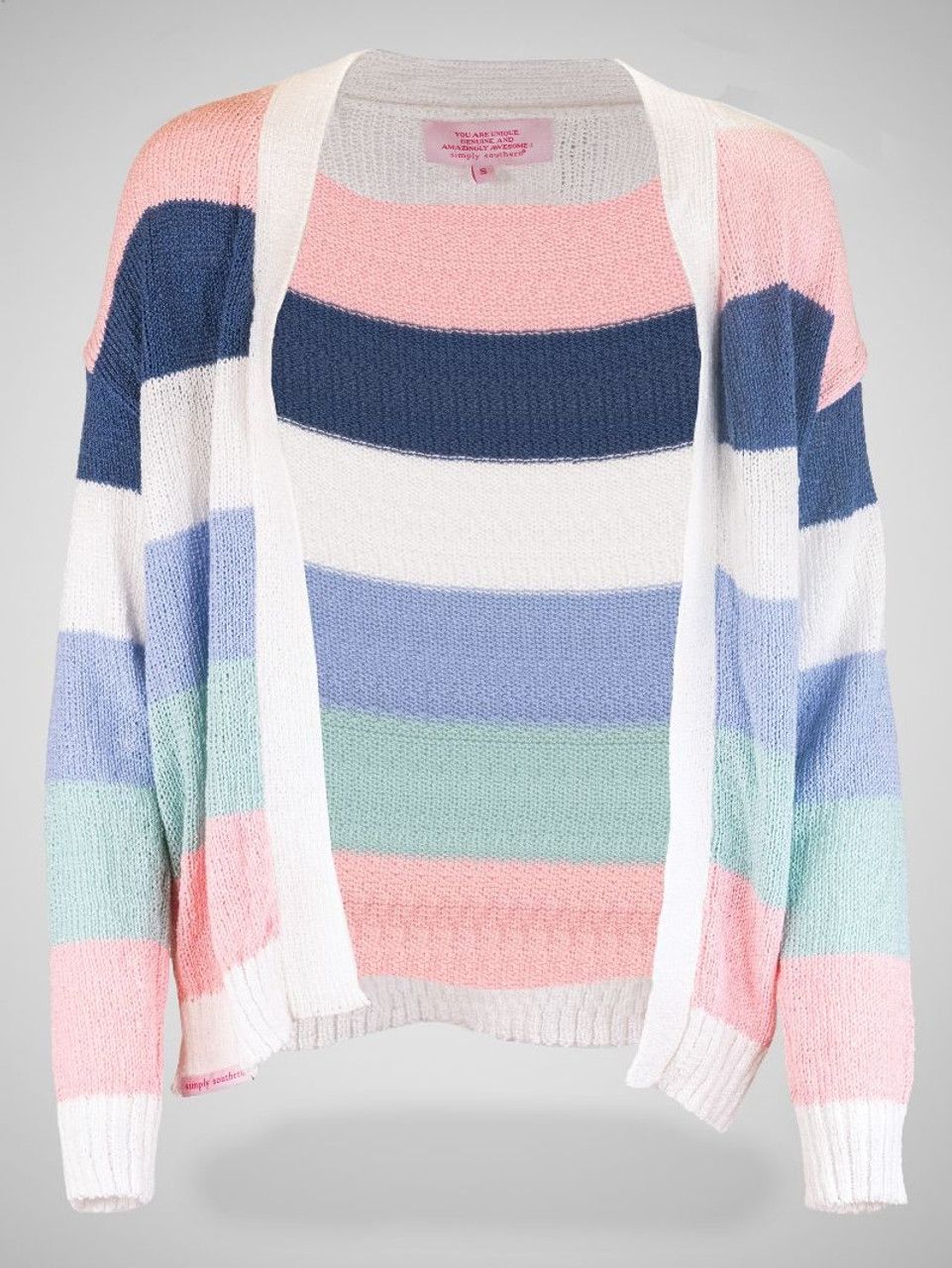  Simply Southern Nantucket Cardigan Multi, Size: SM