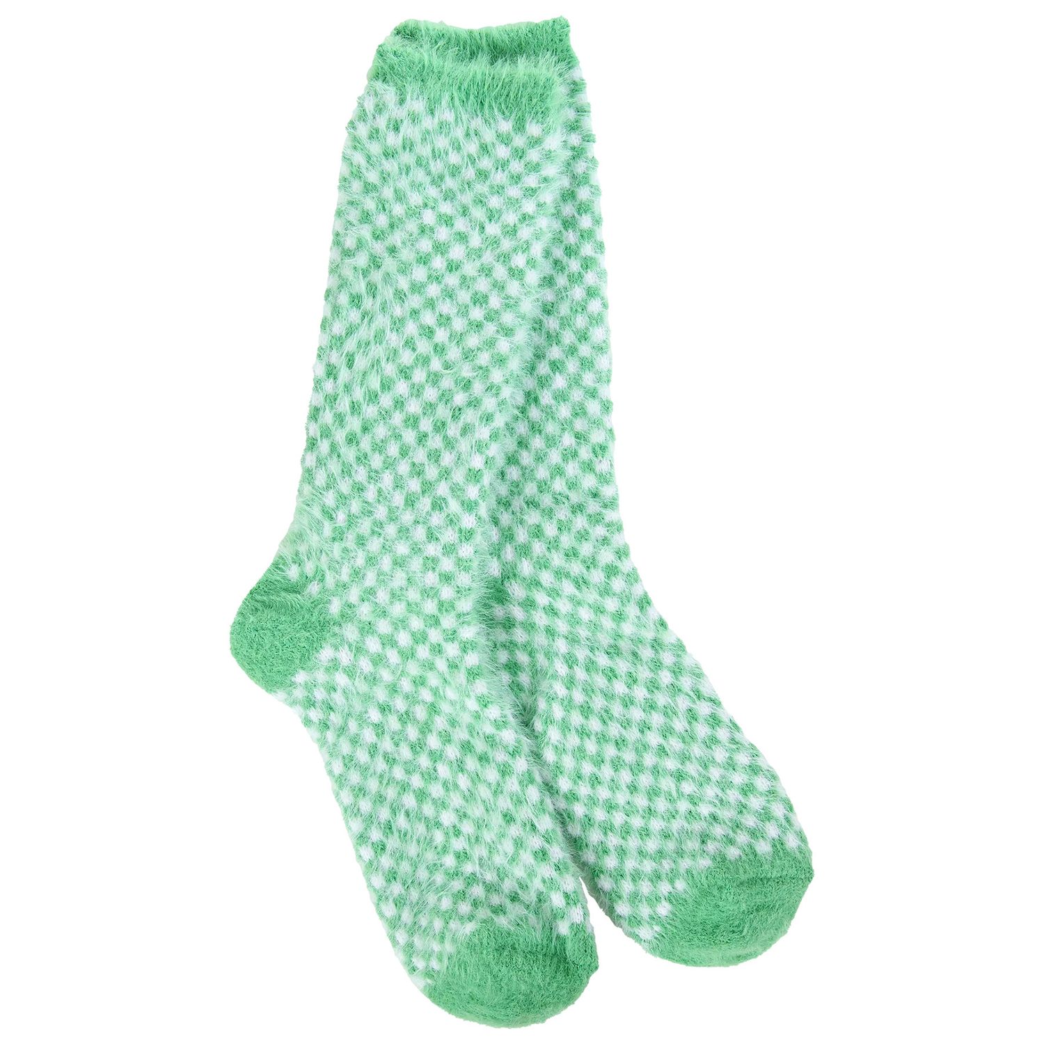 Feather Check Crew Socks, Color: Green Check