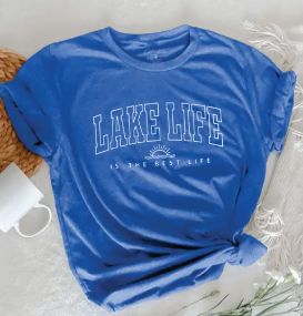 Lake Life is Best Life Tee, Color: Heather Royal, Size: SM