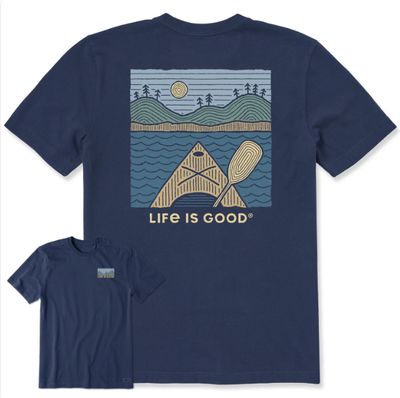 Life is Good Men's Woodblock Kayak Tee