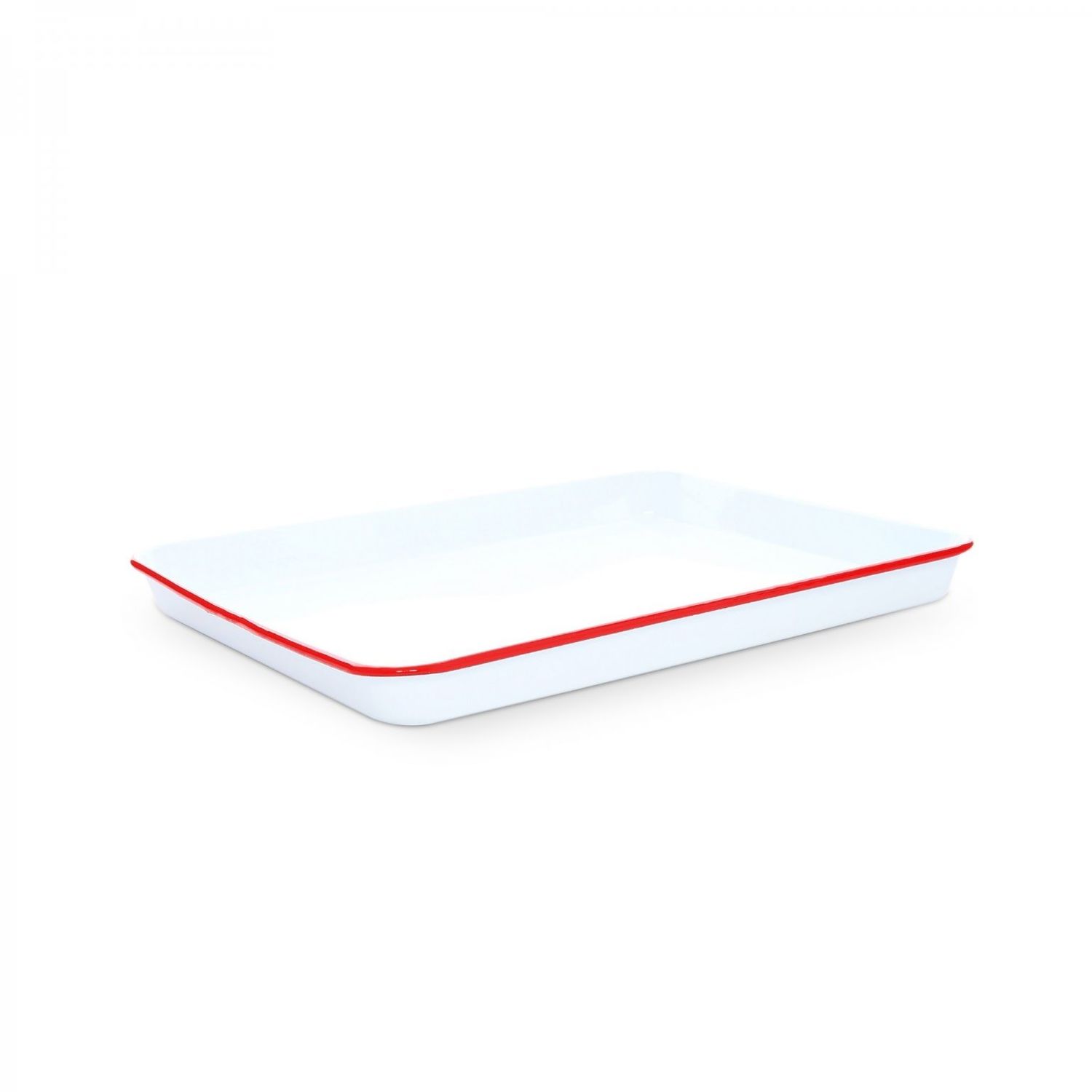Large Jelly Roll Tray Red Rim enamel by Crow Canyon