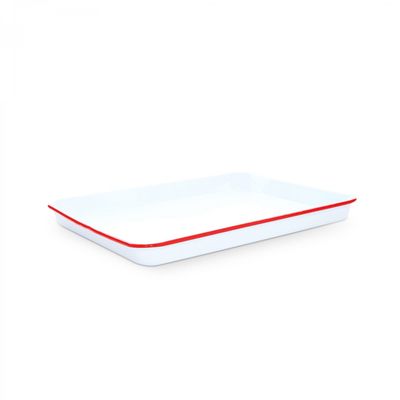 Large Jelly Roll Tray Red Rim enamel by Crow Canyon