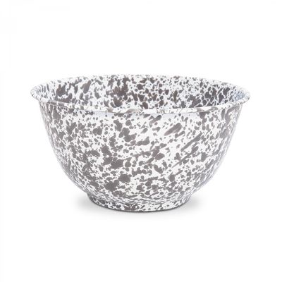 Large Salad Bowl Grey Splatter Enamel by Crow Canyon