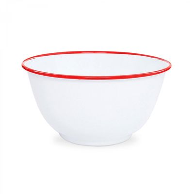 Large Salad Bowl Red Rim Enamel by Crow Canyon