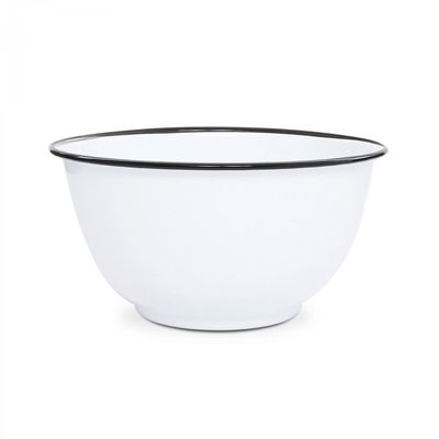 Large Salad Bowl Black Rim Enamel by Crow Canyon