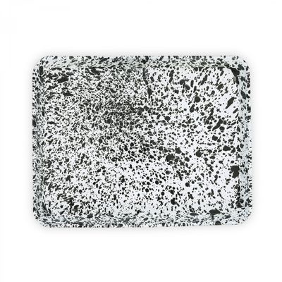 Large Jelly Roll Tray Grey Splatter Enamel by Crow Canyon