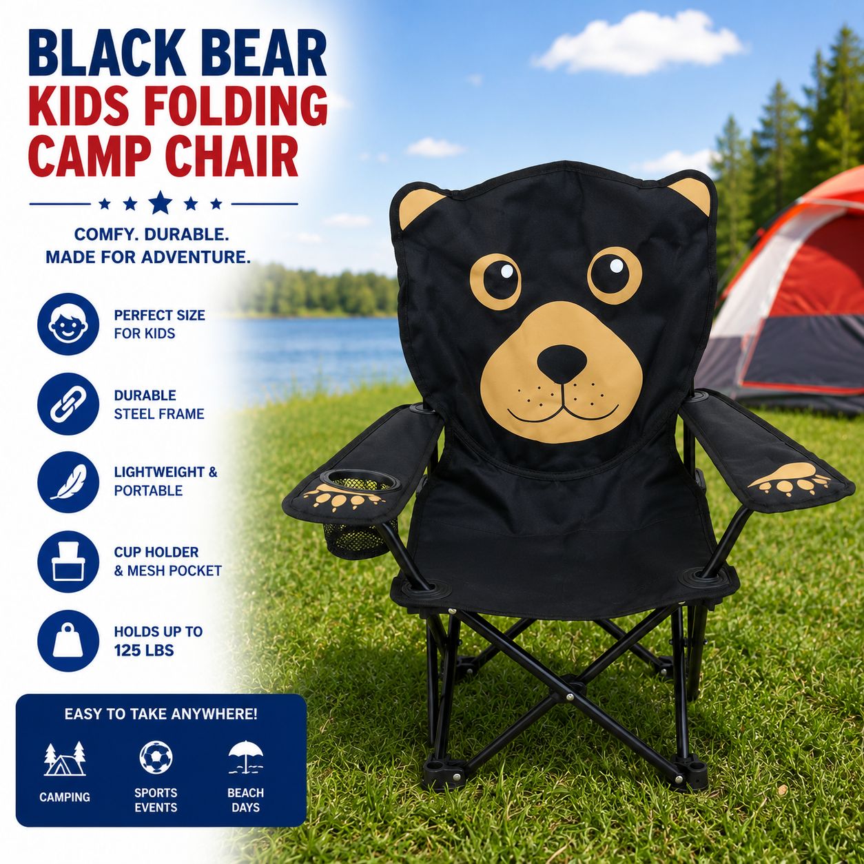 Black Bear | Folding Kids Camp Chair