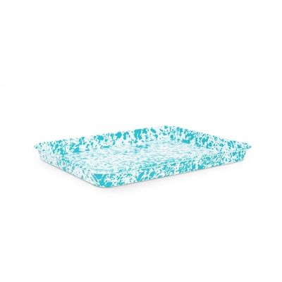 Large Jelly Roll Tray Turquoise Splatter Enamel by Crow Canyon