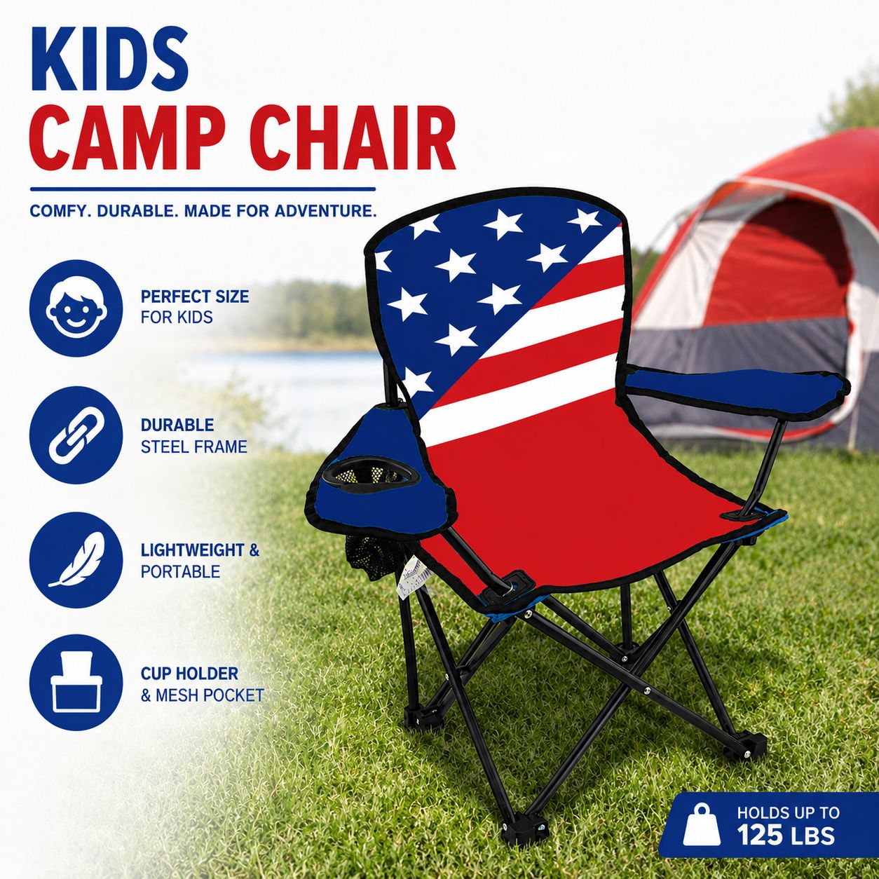 USA | Patriotic Folding Kids Camp Chair