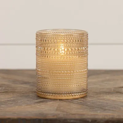 Champagne Dotted Glass 5” LED Candle