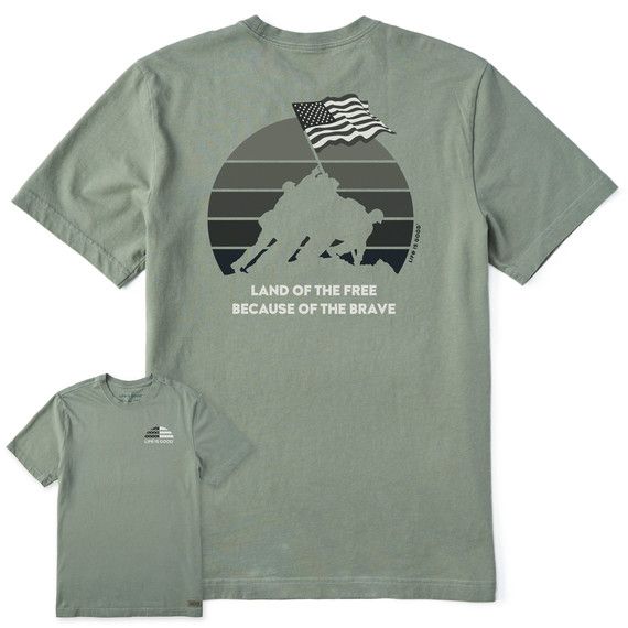 Life is Good Mens Iwo Jima Tee Moss Green Large Tee