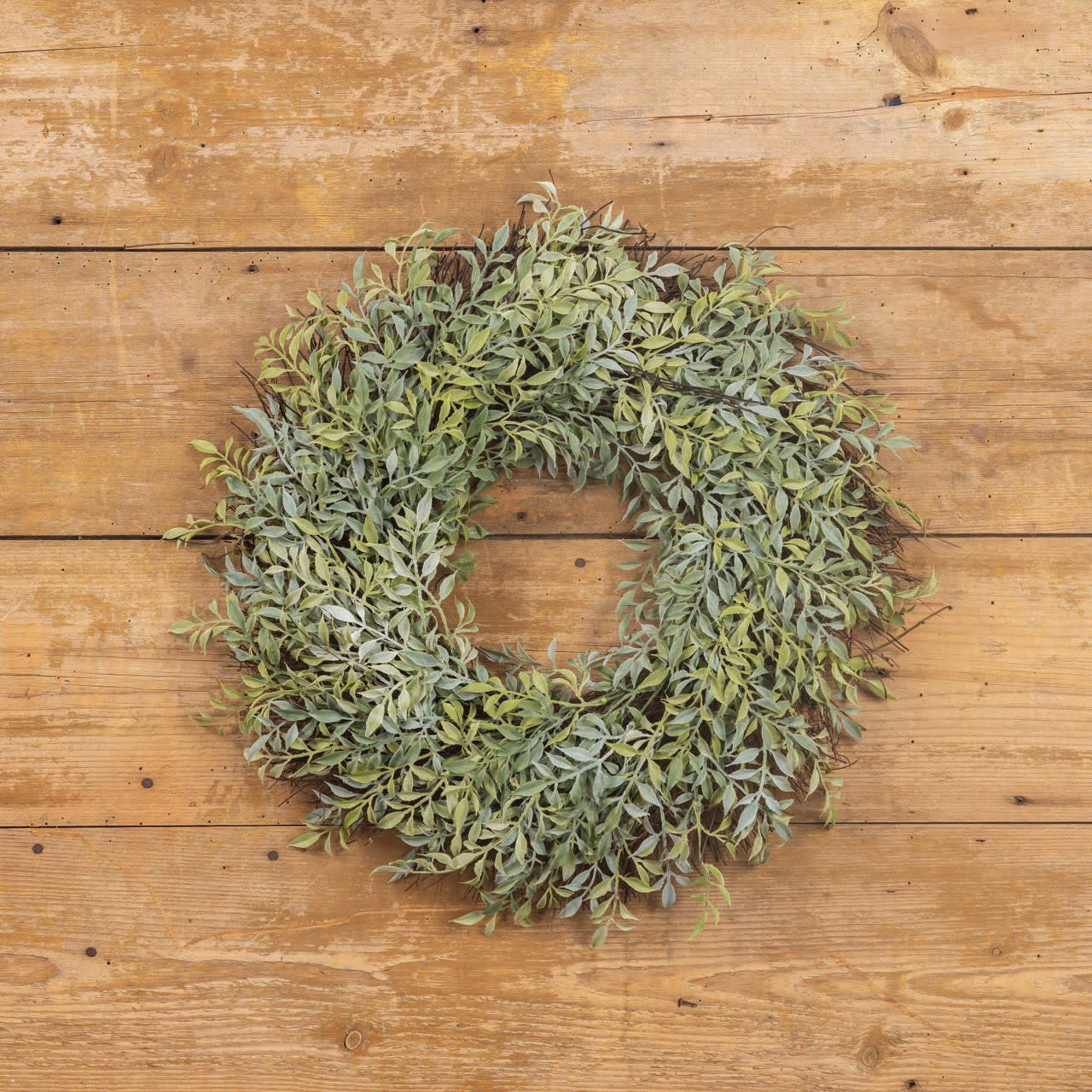 Soft Green Tea Leaf Wreath 24”
