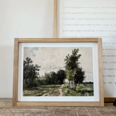 Lilliann Light Oak Framed Vintage Art Print