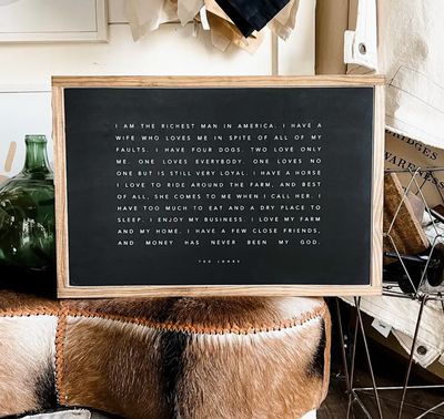 Richest Man in America Ted Jones Sign Black 16x24