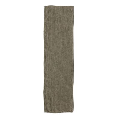 Olive Green Stonewashed Linen Table Runner