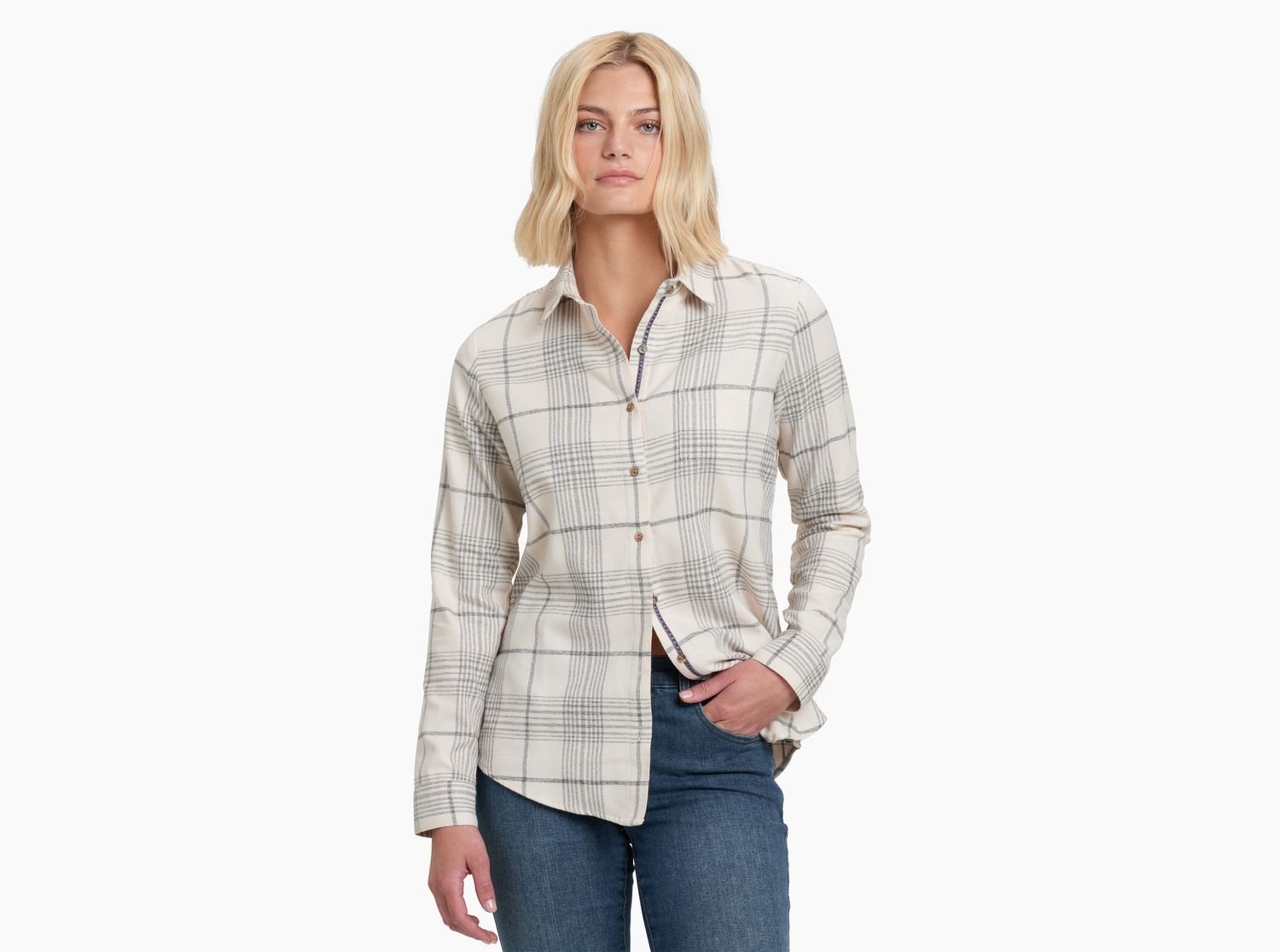 KUHL Women's Whisper Flannel, Color: Vanilla, Size: SM