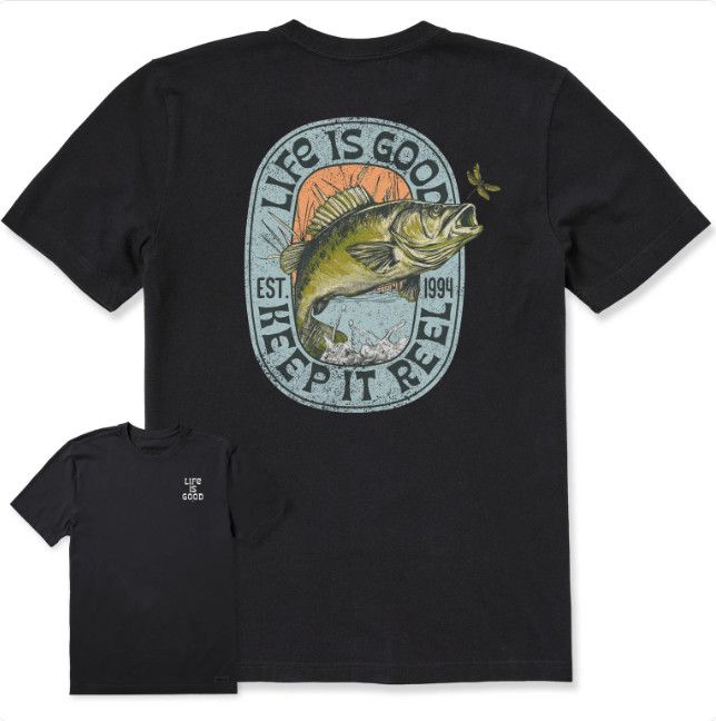 Life is Good Mens 'Keep it Reel' Crusher Tee, Size: MD