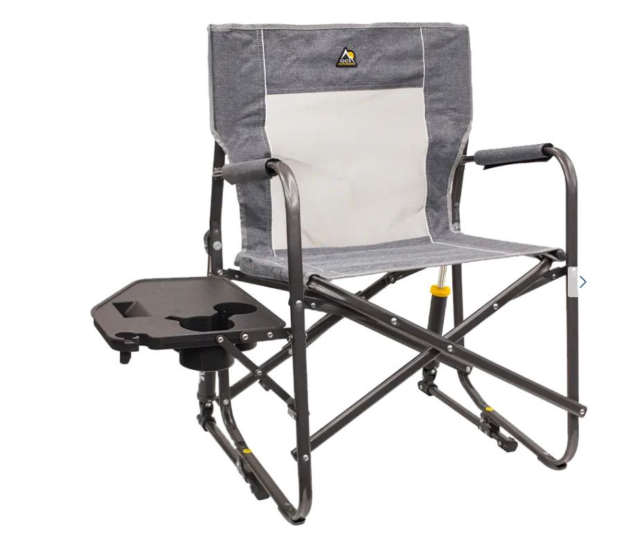 GCI Freestyle Rocker w/Side Table Heathered Pewter Chair Camp 