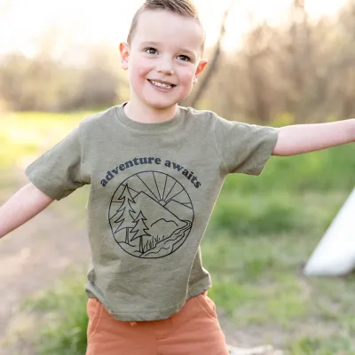 Adventure Awaits Toddler Tee Military Green