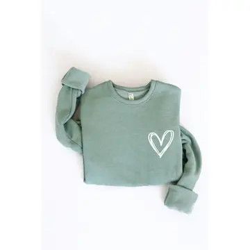 Heart Sweatshirt, Color: Dark Sage, Size: SM