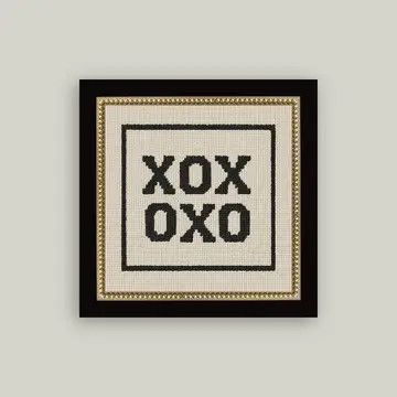 Cross Stitch Xoxo Framed Antique Print 5x5
