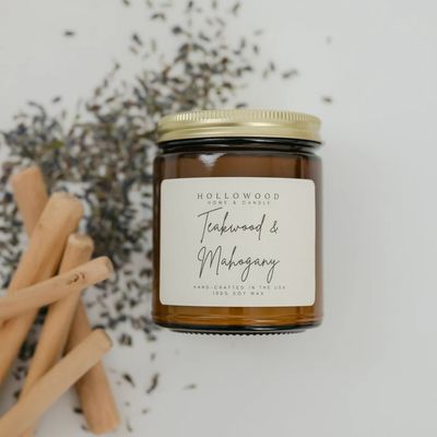 Teakwood Mahogany Candle 8 oz by Hollowood
