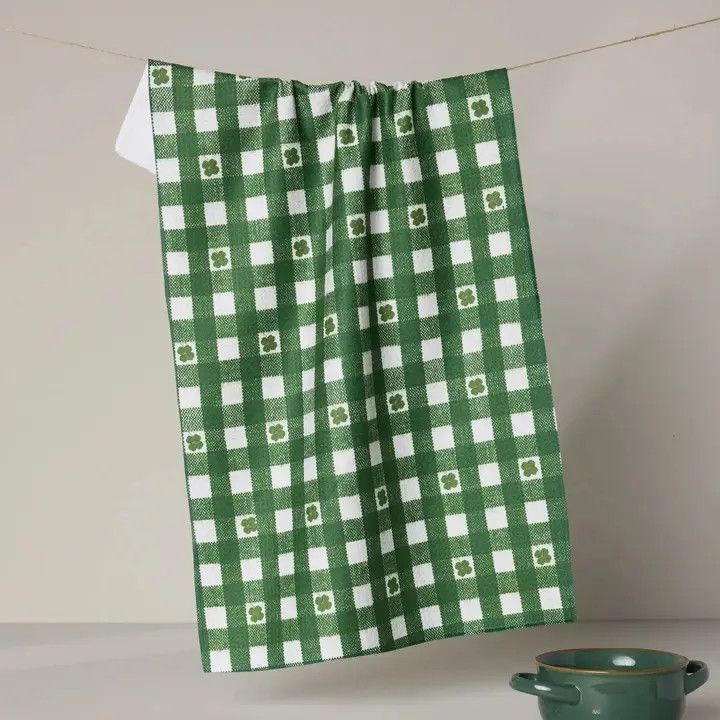Fortunate Gingham Geometry Tea Towel